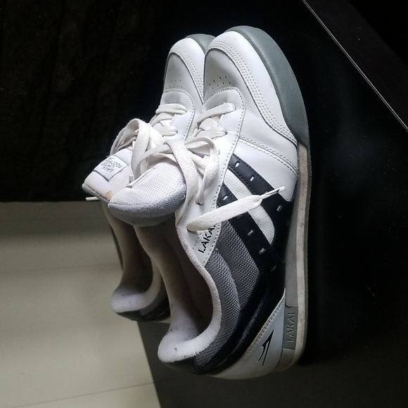 Lakai Trifecta Skate Shoes White Black Gray Leather 9.5 - Picture 4 of 7